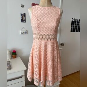 Pink Flower Cutout Dress